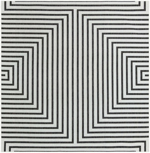 White and Black 10' x 10' Outdoor Modern Square Area Rug Weather Resistant for Patio, Deck, Terrace, Balcony, Porch 100% Polypropylene Modern Outside Carpet for Sale at Rug Engine