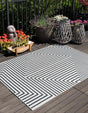 White and Black 9' x 12' Outdoor Modern Rectangle Rug