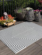 White and Black 7' 10 x 10' Outdoor Modern Rectangle Area Rug Weather Resistant for Patio, Deck, Terrace, Balcony, Porch 100% Polypropylene Modern Outside Carpet for Sale at Rug Engine