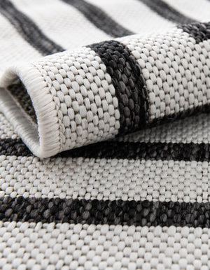 White and Black 12' x 12' Outdoor Modern Square Area Rug Weather Resistant for Patio, Deck, Terrace, Balcony, Porch 100% Polypropylene Modern Outside Carpet for Sale at Rug Engine