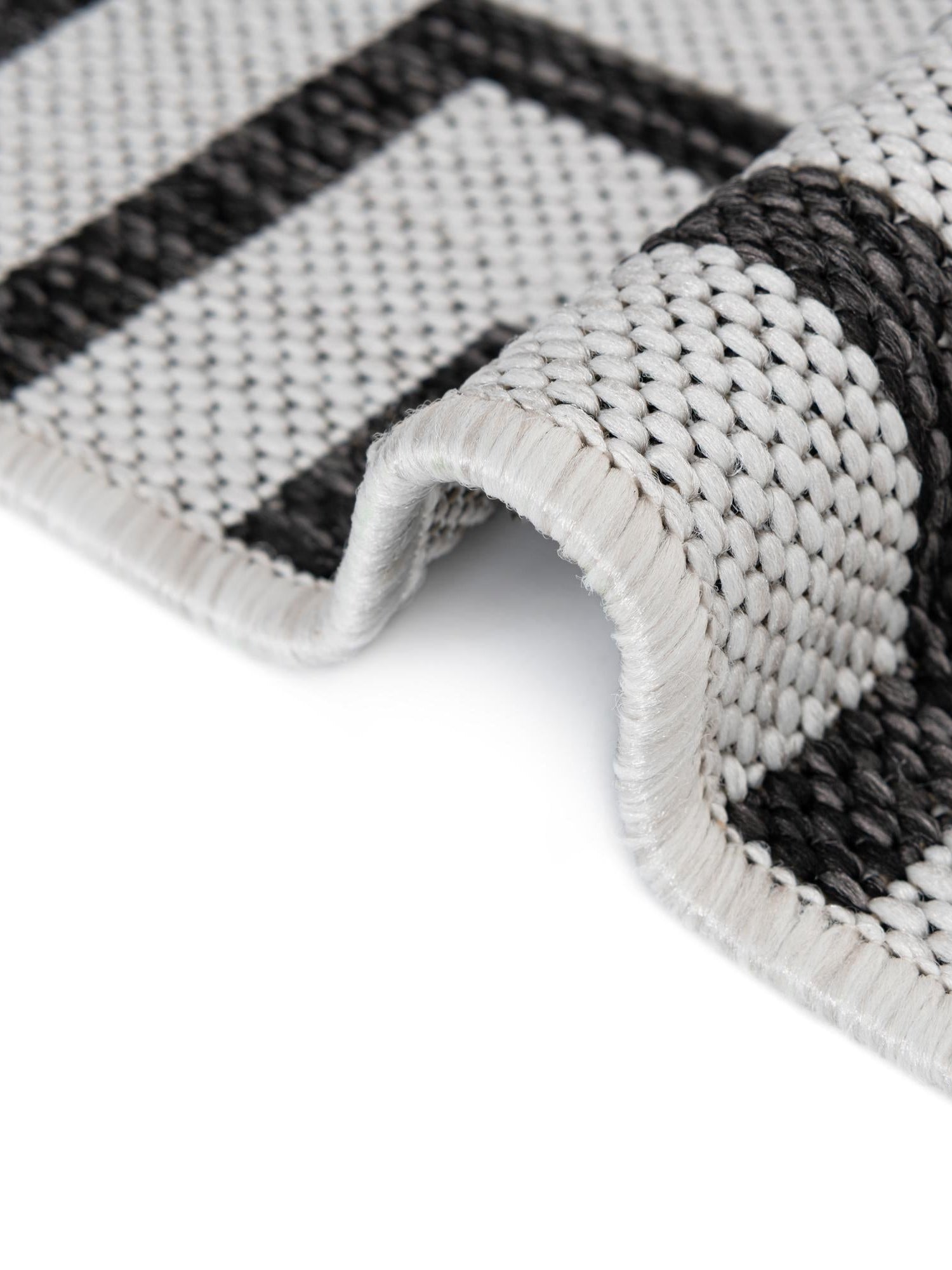 White and Black 7' 10 x 7' 10 Outdoor Modern Square Area Rug Weather Resistant for Patio, Deck, Terrace, Balcony, Porch 100% Polypropylene Modern Outside Carpet for Sale at Rug Engine