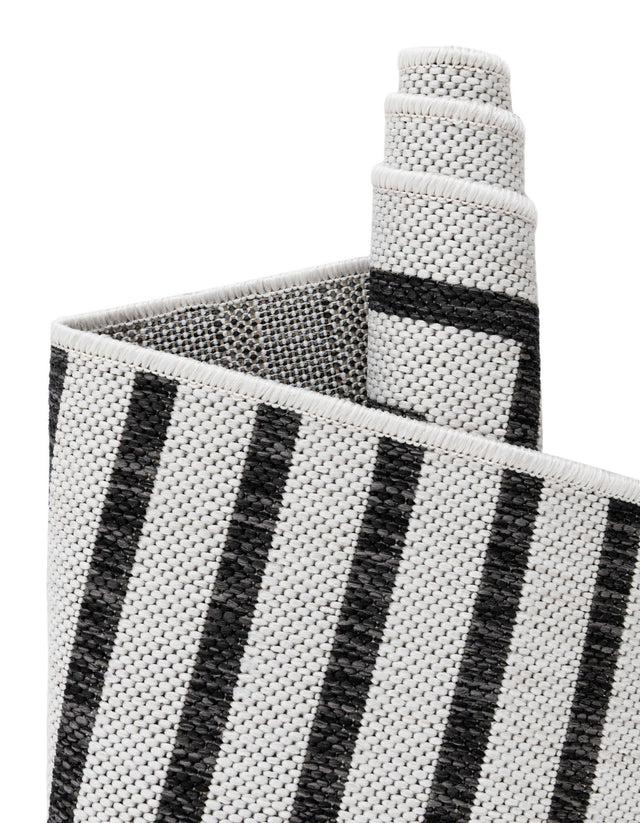 White and Black 10' x 10' Outdoor Modern Square Area Rug Weather Resistant for Patio, Deck, Terrace, Balcony, Porch 100% Polypropylene Modern Outside Carpet for Sale at Rug Engine