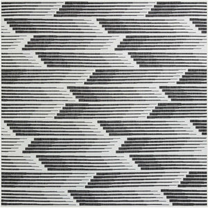 Black and White 10' x 10' Outdoor Modern Square Area Rug Weather Resistant for Patio, Deck, Terrace, Balcony, Porch 100% Polypropylene Modern Outside Carpet for Sale at Rug Engine