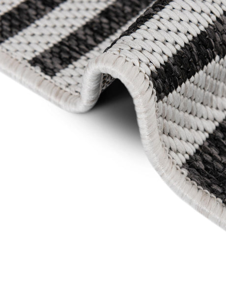 Black and White 7' 1 x 10' Outdoor Modern Rectangle Area Rug Weather Resistant for Patio, Deck, Terrace, Balcony, Porch 100% Polypropylene Modern Outside Carpet for Sale at Rug Engine