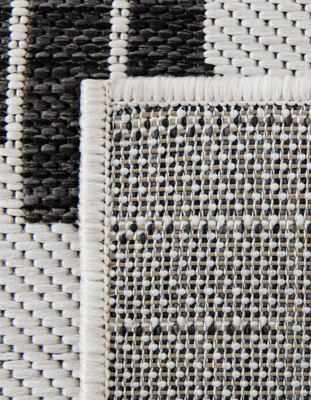 Black and White 2' 7 x 12' Outdoor Modern Runner Area Rug Weather Resistant for Patio, Deck, Terrace, Balcony, Porch 100% Polypropylene Modern Outside Carpet for Sale at Rug Engine