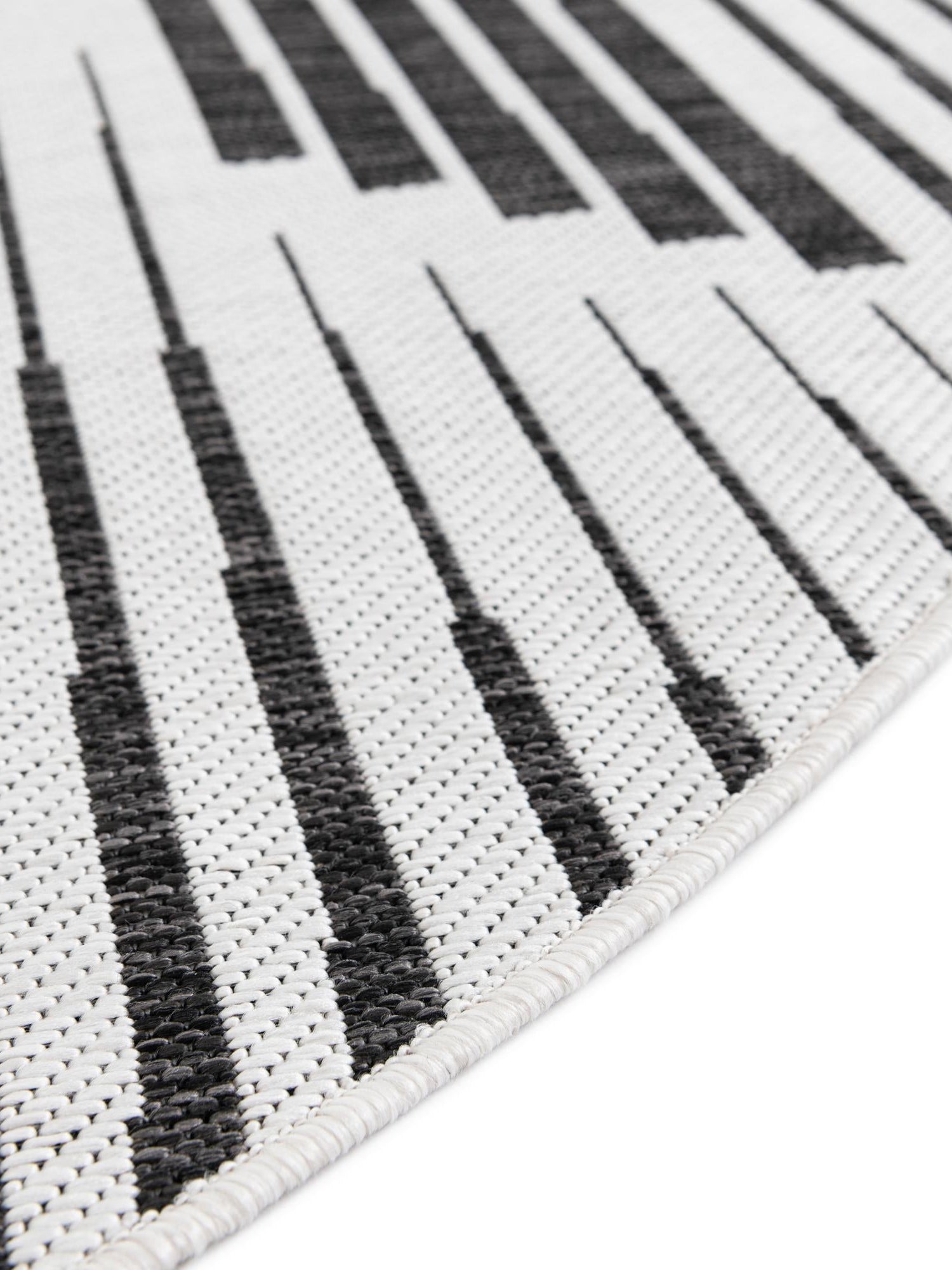 Black and White 12' x 12' Outdoor Modern Round Area Rug Weather Resistant for Patio, Deck, Terrace, Balcony, Porch 100% Polypropylene Modern Outside Carpet for Sale at Rug Engine