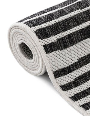 Black and White 10' x 10' Outdoor Modern Square Area Rug Weather Resistant for Patio, Deck, Terrace, Balcony, Porch 100% Polypropylene Modern Outside Carpet for Sale at Rug Engine