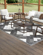 Black and White 9' x 12' Outdoor Modern Rectangle Area Rug Weather Resistant for Patio, Deck, Terrace, Balcony, Porch 100% Polypropylene Modern Outside Carpet for Sale at Rug Engine