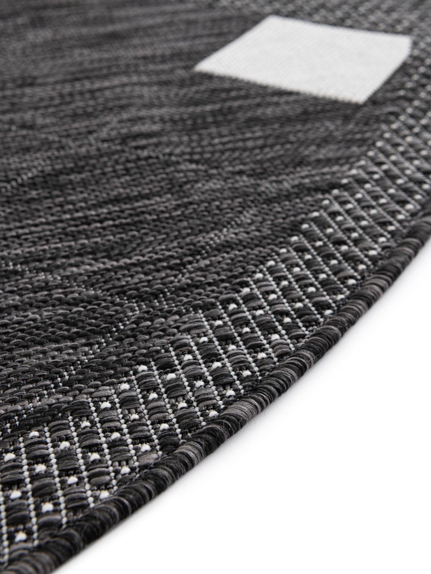 Black and White 10' x 10' Outdoor Modern Round Area Rug Weather Resistant for Patio, Deck, Terrace, Balcony, Porch 100% Polypropylene Modern Outside Carpet for Sale at Rug Engine