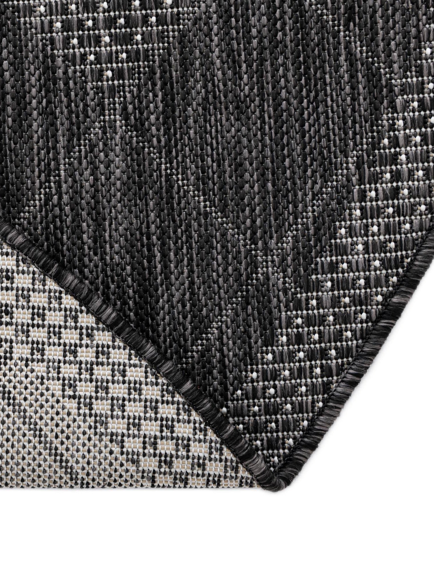 Black and White 4' 1 x 4' 1 Outdoor Modern Round Area Rug Weather Resistant for Patio, Deck, Terrace, Balcony, Porch 100% Polypropylene Modern Outside Carpet for Sale at Rug Engine