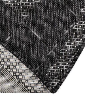 Black and White 12' x 12' Outdoor Modern Round Area Rug Weather Resistant for Patio, Deck, Terrace, Balcony, Porch 100% Polypropylene Modern Outside Carpet for Sale at Rug Engine