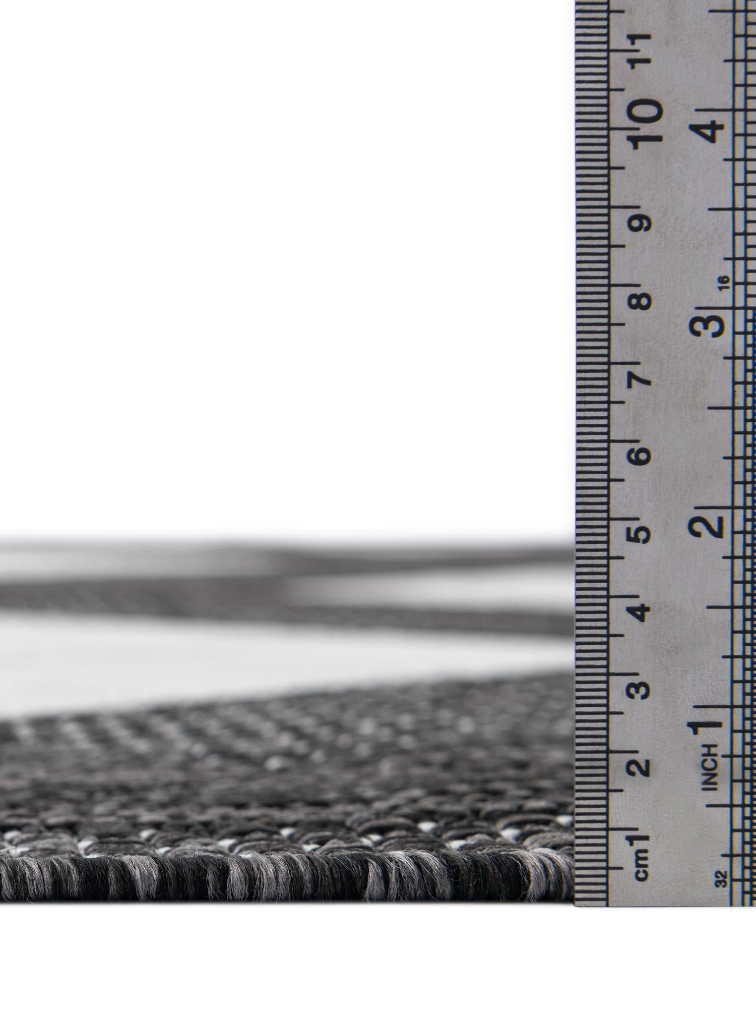 Black and White 7' 10 x 7' 10 Outdoor Modern Square Area Rug Weather Resistant for Patio, Deck, Terrace, Balcony, Porch 100% Polypropylene Modern Outside Carpet for Sale at Rug Engine