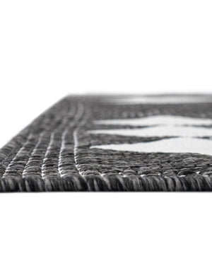 Black and White 7' 10 x 7' 10 Outdoor Modern Square Area Rug Weather Resistant for Patio, Deck, Terrace, Balcony, Porch 100% Polypropylene Modern Outside Carpet for Sale at Rug Engine