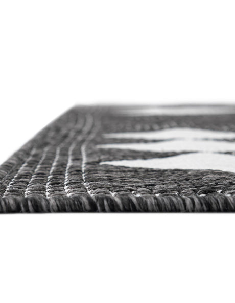 Black and White 7' 10 x 7' 10 Outdoor Modern Square Area Rug Weather Resistant for Patio, Deck, Terrace, Balcony, Porch 100% Polypropylene Modern Outside Carpet for Sale at Rug Engine
