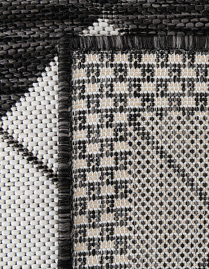 Black and White 7' 10 x 7' 10 Outdoor Modern Square Area Rug Weather Resistant for Patio, Deck, Terrace, Balcony, Porch 100% Polypropylene Modern Outside Carpet for Sale at Rug Engine