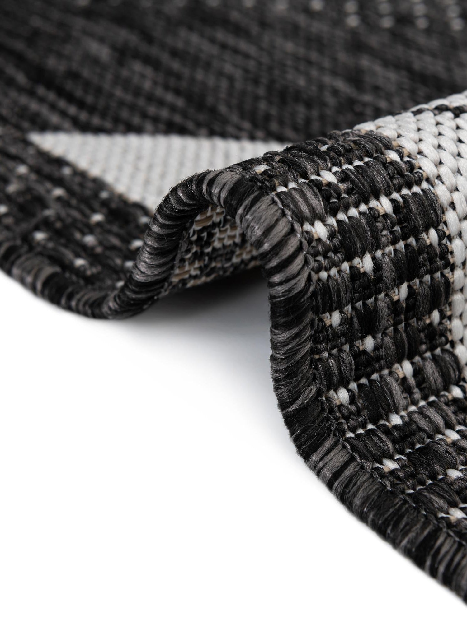 Black and White 7' 10 x 7' 10 Outdoor Modern Square Area Rug Weather Resistant for Patio, Deck, Terrace, Balcony, Porch 100% Polypropylene Modern Outside Carpet for Sale at Rug Engine