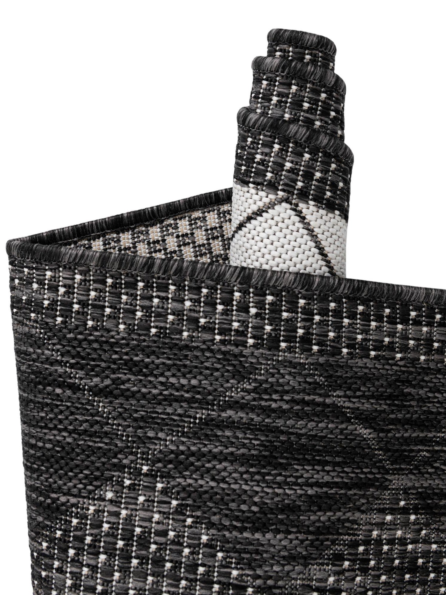 Black and White 7' 10 x 7' 10 Outdoor Modern Square Area Rug Weather Resistant for Patio, Deck, Terrace, Balcony, Porch 100% Polypropylene Modern Outside Carpet for Sale at Rug Engine