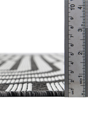 Black and White 4' 1 x 6' 1 Outdoor Modern Rectangle Area Rug Weather Resistant for Patio, Deck, Terrace, Balcony, Porch 100% Polypropylene Modern Outside Carpet for Sale at Rug Engine