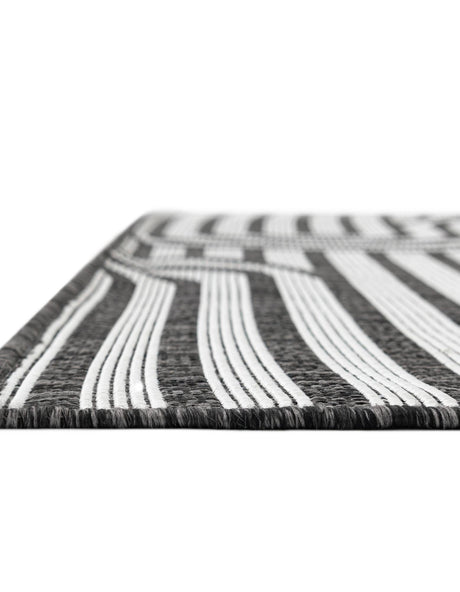 Black and White 5' 3 x 8' Outdoor Modern Rectangle Area Rug Weather Resistant for Patio, Deck, Terrace, Balcony, Porch 100% Polypropylene Modern Outside Carpet for Sale at Rug Engine
