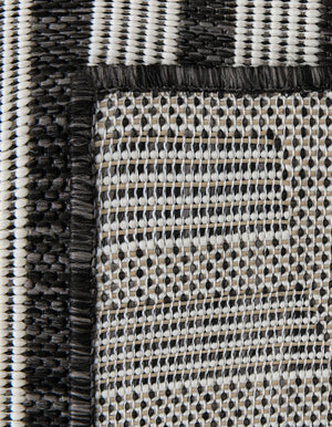 Black and White 9' x 12' Outdoor Modern Rectangle Rug