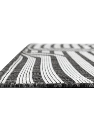 Black and White 2' 7 x 12' Outdoor Modern Runner Area Rug Weather Resistant for Patio, Deck, Terrace, Balcony, Porch