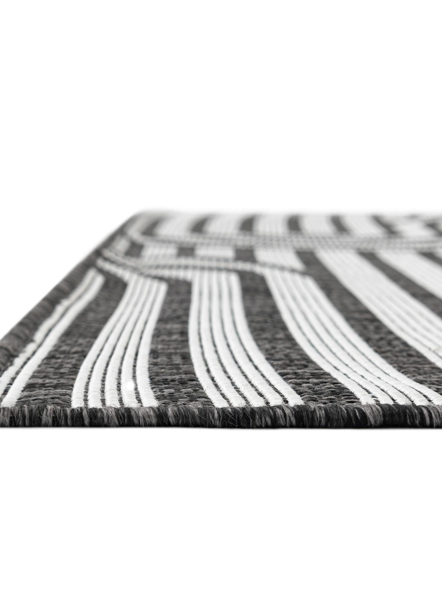 Black and White 2' x 5' 3 Outdoor Modern Runner Area Rug Weather Resistant for Patio, Deck, Terrace, Balcony, Porch 100% Polypropylene Modern Outside Carpet for Sale at Rug Engine