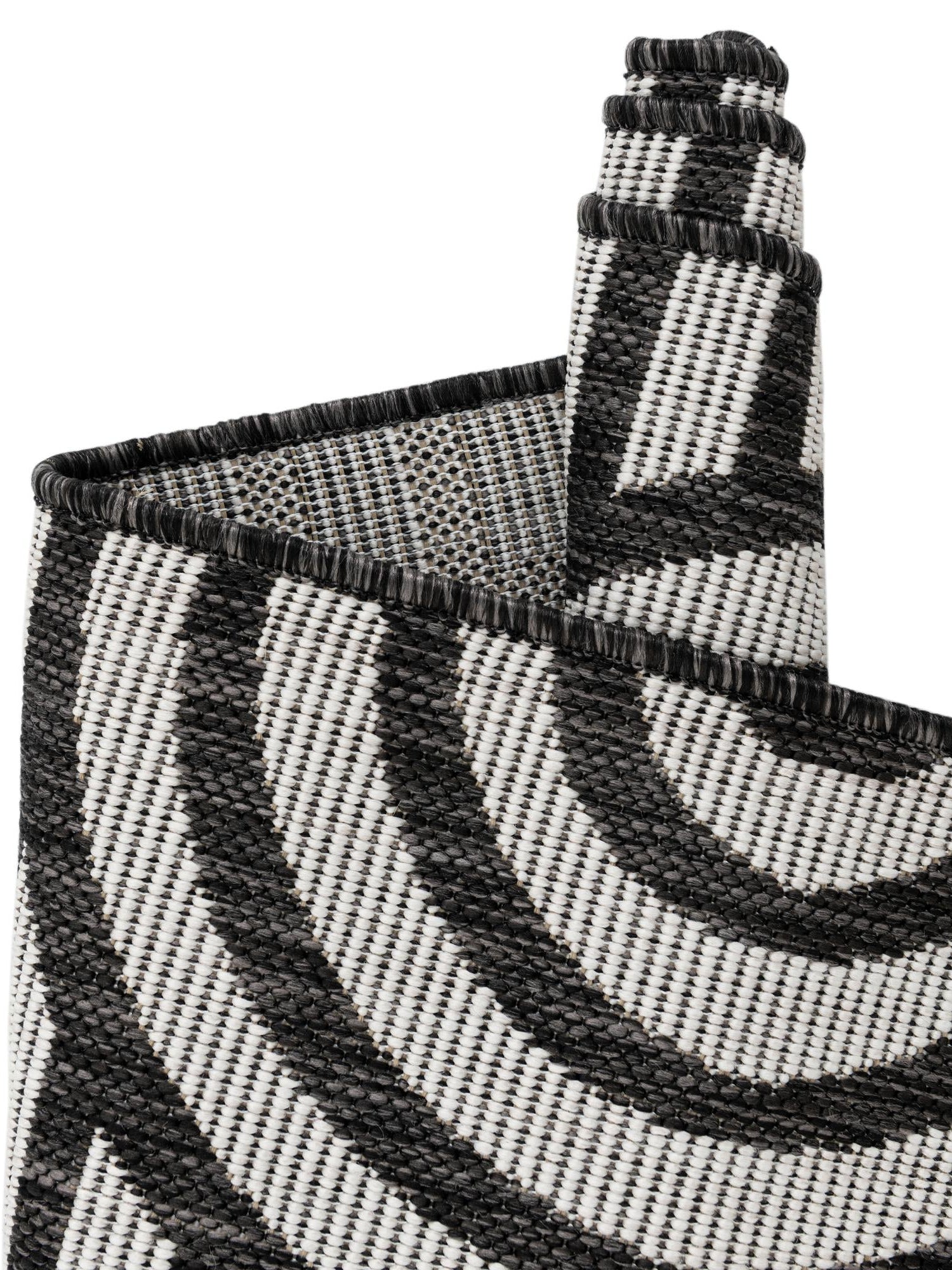 Black and White 2' x 5' 3 Outdoor Modern Runner Area Rug Weather Resistant for Patio, Deck, Terrace, Balcony, Porch 100% Polypropylene Modern Outside Carpet for Sale at Rug Engine