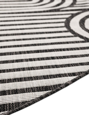 Black and White 12' x 12' Outdoor Modern Round Area Rug Weather Resistant for Patio, Deck, Terrace, Balcony, Porch 100% Polypropylene Modern Outside Carpet for Sale at Rug Engine