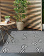 Black and White 12' x 12' Outdoor Modern Square Area Rug Weather Resistant for Patio, Deck, Terrace, Balcony, Porch 100% Polypropylene Modern Outside Carpet for Sale at Rug Engine