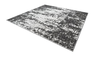 Black and White 10' x 10' Outdoor Modern Square Area Rug Weather Resistant for Patio, Deck, Terrace, Balcony, Porch 100% Polypropylene Modern Outside Carpet for Sale at Rug Engine