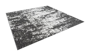 Black and White 10' x 10' Outdoor Modern Square Area Rug Weather Resistant for Patio, Deck, Terrace, Balcony, Porch 100% Polypropylene Modern Outside Carpet for Sale at Rug Engine