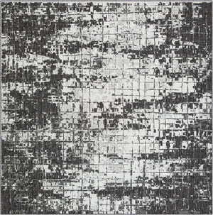 Black and White 10' x 10' Outdoor Modern Square Area Rug Weather Resistant for Patio, Deck, Terrace, Balcony, Porch 100% Polypropylene Modern Outside Carpet for Sale at Rug Engine