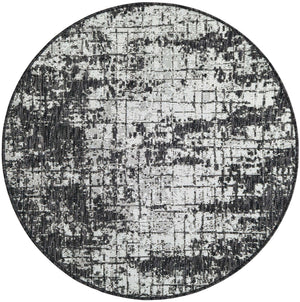 Black and White 3' 1 x 3' 1 Outdoor Modern Round Area Rug Weather Resistant for Patio, Deck, Terrace, Balcony, Porch 100% Polypropylene Modern Outside Carpet for Sale at Rug Engine