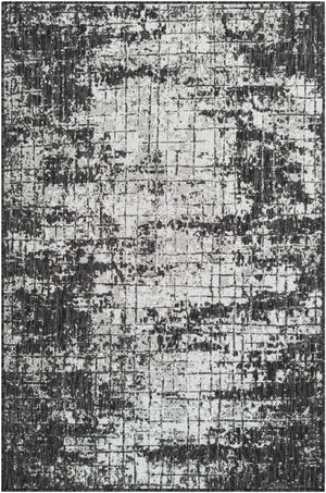 Black and White 4' 1 x 6' 1 Outdoor Modern Rectangle Area Rug Weather Resistant for Patio, Deck, Terrace, Balcony, Porch 100% Polypropylene Modern Outside Carpet for Sale at Rug Engine