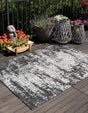Black and White 7' 10 x 10' Outdoor Modern Rectangle Area Rug Weather Resistant for Patio, Deck, Terrace, Balcony, Porch 100% Polypropylene Modern Outside Carpet for Sale at Rug Engine