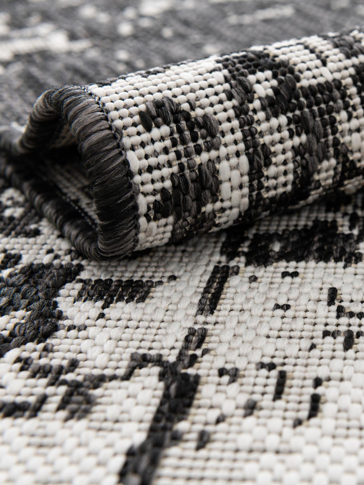 Black and White 2' x 3' 1 Outdoor Modern Rectangle Area Rug Weather Resistant for Patio, Deck, Terrace, Balcony, Porch 100% Polypropylene Modern Outside Carpet for Sale at Rug Engine
