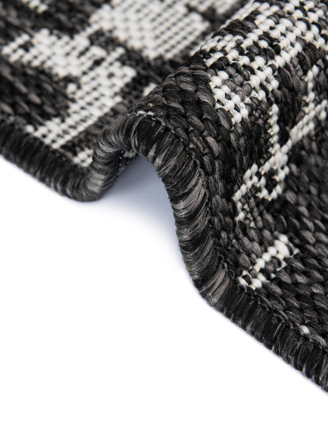Black and White 4' 1 x 6' 1 Outdoor Modern Rectangle Area Rug Weather Resistant for Patio, Deck, Terrace, Balcony, Porch 100% Polypropylene Modern Outside Carpet for Sale at Rug Engine
