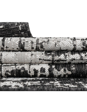 Black and White 9' x 12' Outdoor Modern Rectangle Area Rug Weather Resistant for Patio, Deck, Terrace, Balcony, Porch 100% Polypropylene Modern Outside Carpet for Sale at Rug Engine