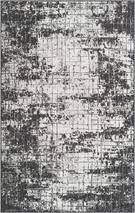 Black and White 5' 3 x 8' Outdoor Modern Rectangle Rug