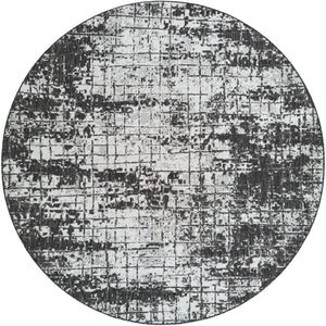 Black and White 7' 10 x 7' 10 Outdoor Modern Round Area Rug Weather Resistant for Patio, Deck, Terrace, Balcony, Porch 100% Polypropylene Modern Outside Carpet for Sale at Rug Engine