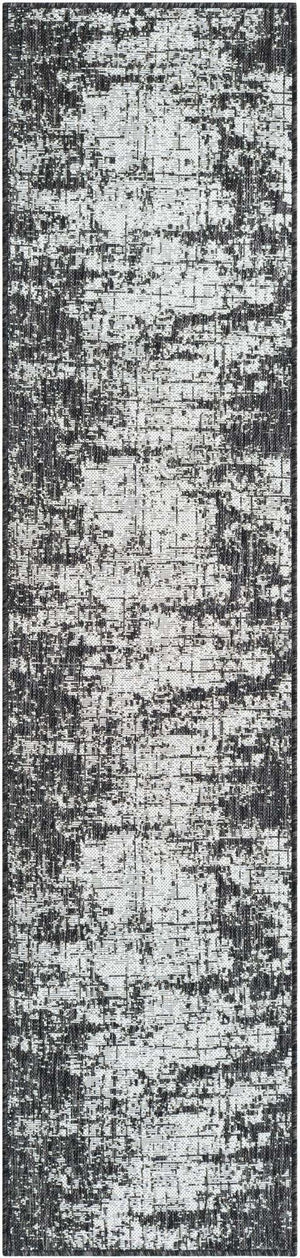 Black and White 2' x 8' Outdoor Modern Runner Area Rug Weather Resistant for Patio, Deck, Terrace, Balcony, Porch 100% Polypropylene Modern Outside Carpet for Sale at Rug Engine