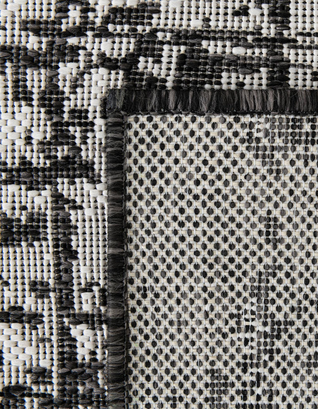 Black and White 10' x 10' Outdoor Modern Square Area Rug Weather Resistant for Patio, Deck, Terrace, Balcony, Porch 100% Polypropylene Modern Outside Carpet for Sale at Rug Engine