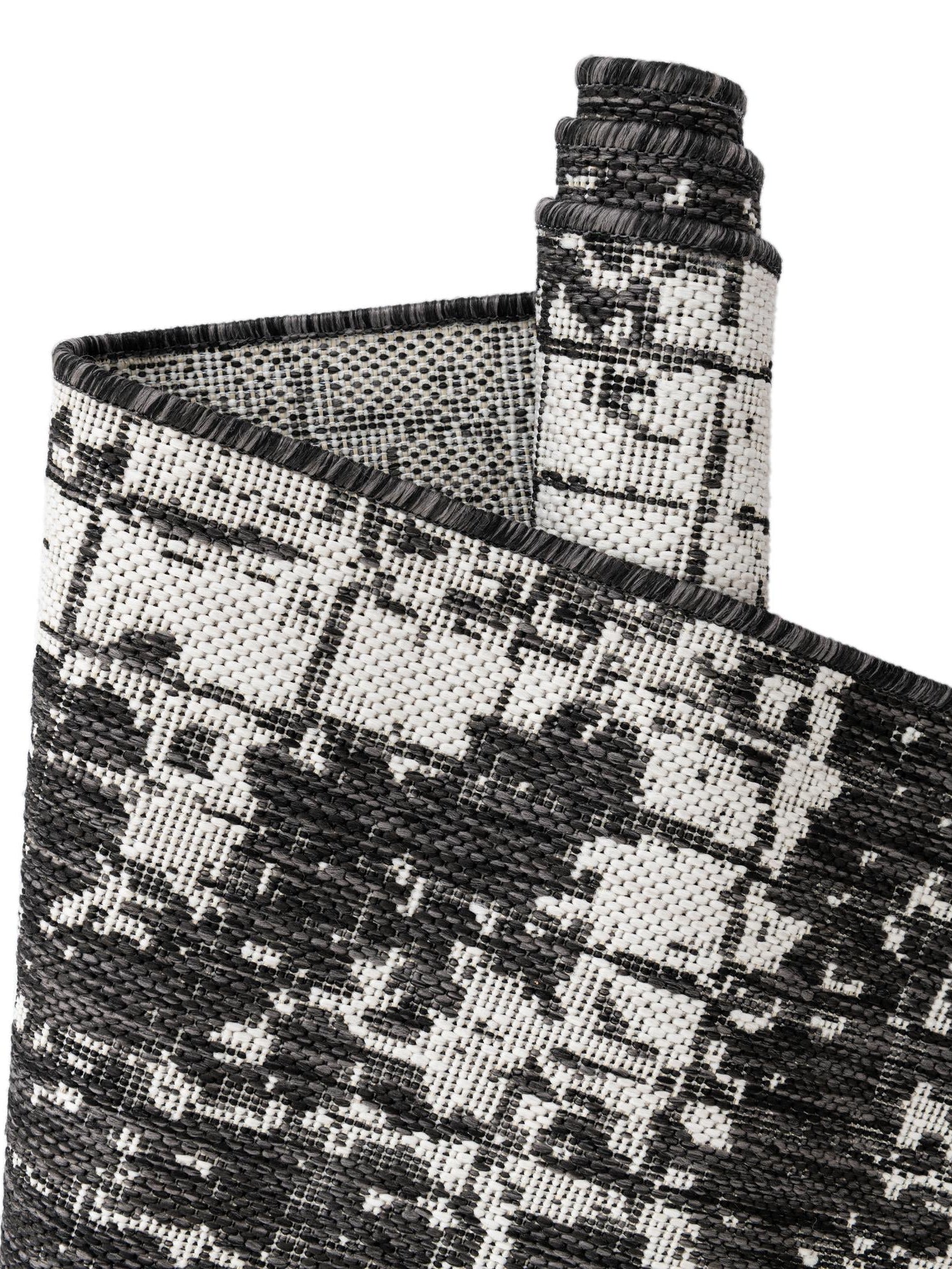 Black and White 12' x 12' Outdoor Modern Square Area Rug Weather Resistant for Patio, Deck, Terrace, Balcony, Porch 100% Polypropylene Modern Outside Carpet for Sale at Rug Engine