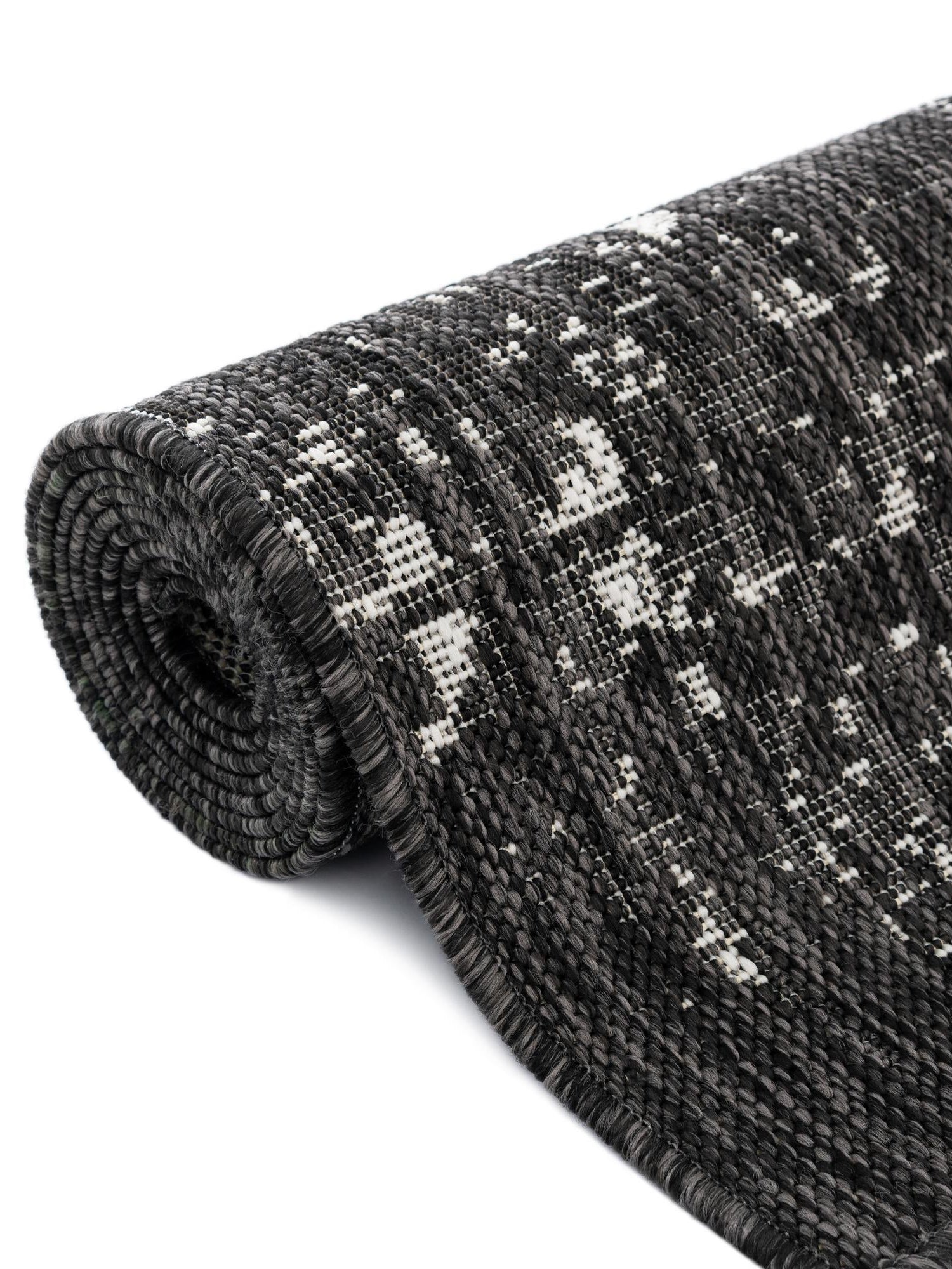 Black and White 7' 10 x 7' 10 Outdoor Modern Square Area Rug Weather Resistant for Patio, Deck, Terrace, Balcony, Porch 100% Polypropylene Modern Outside Carpet for Sale at Rug Engine