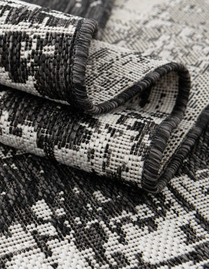 Black and White 10' x 10' Outdoor Modern Square Area Rug Weather Resistant for Patio, Deck, Terrace, Balcony, Porch 100% Polypropylene Modern Outside Carpet for Sale at Rug Engine