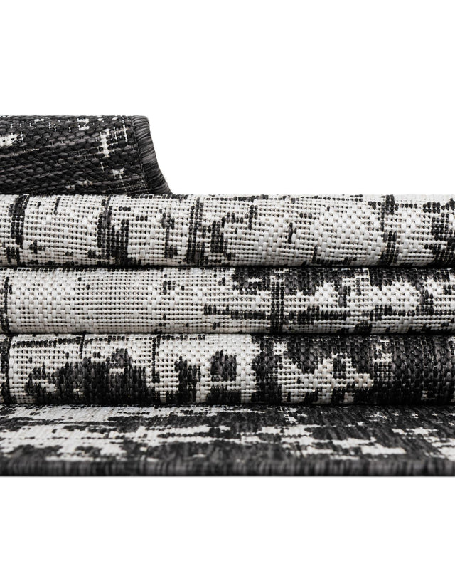 Black and White 10' x 10' Outdoor Modern Square Area Rug Weather Resistant for Patio, Deck, Terrace, Balcony, Porch 100% Polypropylene Modern Outside Carpet for Sale at Rug Engine