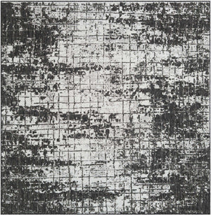 Black and White 7' 10 x 7' 10 Outdoor Modern Square Area Rug Weather Resistant for Patio, Deck, Terrace, Balcony, Porch 100% Polypropylene Modern Outside Carpet for Sale at Rug Engine