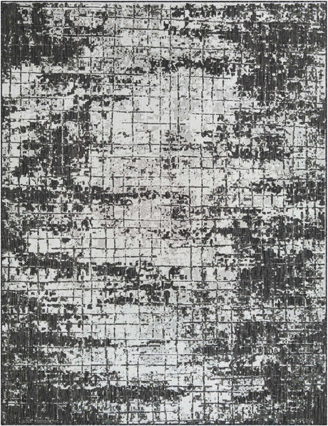 Black and White 8' x 10' Outdoor Modern Rectangle Rug