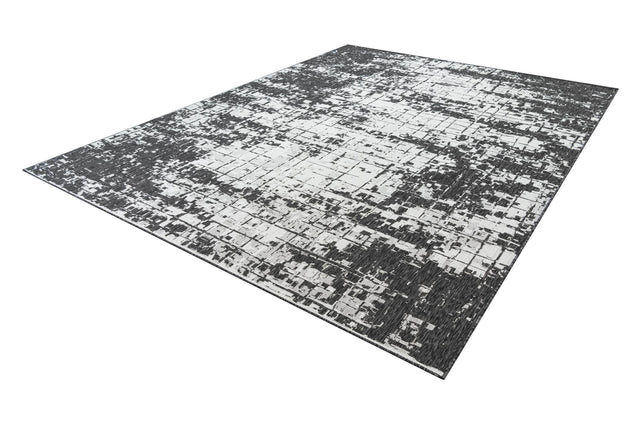 Black and White 9' x 12' Outdoor Modern Rectangle Area Rug Weather Resistant for Patio, Deck, Terrace, Balcony, Porch 100% Polypropylene Modern Outside Carpet for Sale at Rug Engine