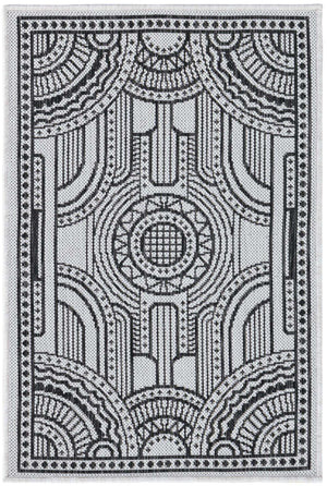 White and Black 2' x 3' 1 Outdoor Traditional Rectangle Area Rug Weather Resistant for Patio, Deck, Terrace, Balcony, Porch Classical Design Outside Carpet for Sale at Rug Engine